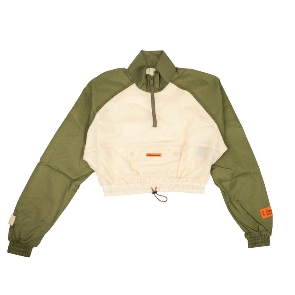 HERON PRESTON GREEN AND BEIGE WINDBREAKER